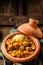 Traditional Tajine Dish of Meatballs and Couscous