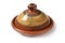 Traditional tajine or tagine, a North African ceramic cooking pot
