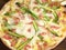 Traditional Tarte Flambee with Creme Fraiche, Onion, Asparagus and Bacon