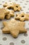 Traditional tasty Czech gingerbreads, Christmas stars on table