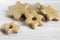 Traditional tasty Czech gingerbreads, Christmas stars on wooden table