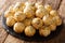Traditional Tau Sar Piah Tambun Biscuits stuffed with mung bean and onion close-up. Horizontal