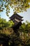 Traditional temple Shrine architecture in Osaka with autumn leaves in Japan China Fall Leaves