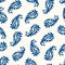 Traditional Textured Hand Painted Classic Blue Paisley Vector Seamless Pattern. Classic Foulard Print