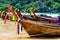 Traditional thai boats at the beach of Krabi provi