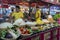 traditional Thai food, noodle soup and tomatoes with salads at the street market Thailand, Phuket, December 30, 2019