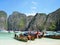 Traditional Thai Longtail boats at Maya Bay, The Beach Movie