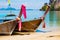 Traditional Thai Longtail Boats Moored At Aonang Beach