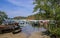 Traditional Thailand long tail boats and yacht pier station