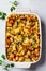 Traditional Thanksgiving stuffing. Bread casserole with celery