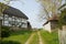 Traditional thatched cottage. Outbuildings