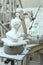 Traditional three-dimensional engraving-machine of marble sculptor, Carrara, Italy