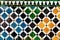 Traditional tiles on patterned wall in Spain. Artistic background