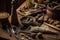 traditional tools for tea leaf processing on table