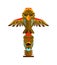 Traditional totem pole with tiki mask and eagle