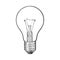 Traditional transparent tungsten light bulb, side view, sketch vector illustration