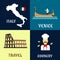 Traditional travel italian flat icons