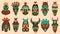 Traditional tribal masks. Ritual african or hawaiian traditional ceremonial totem, ethnic antique wooden face masks