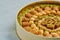 Traditional turkish, arabic sweets baklava assortment in metal box. Closeup