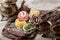 Traditional Turkish delight with Turkish tea on gray background. Ramadan Kareem celebration concept. Fragrant Turkish tea and Turk