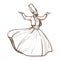 Traditional Turkish dervish dances monochrome sketch vector illustration