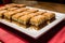 Traditional turkish dessert baklava with cashew, walnuts. Homemade baklava with nuts and honey. Generative AI