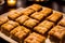 Traditional turkish dessert baklava with cashew, walnuts. Homemade baklava with nuts and honey. Generative AI