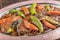 Traditional Turkish Doner Kebab also known iskender. Iskender kebab iskender kebap. Turkish style doner kebab food on wooden