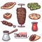 Traditional turkish food, line art objects collection for your m