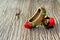 Traditional Turkish a Pair of Clog With Attractive Style and Colorful on a wooden table
