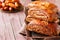 Traditional turkish pastry roll with chocolate and nuts filling