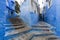 Traditional typical moroccan architectural details in Chefchaouen, Morocco, Africa Beautiful street of blue medina.