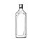 Traditional unlabeled, unopened blue gin glass bottle, sketch vector illustration