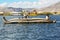 Traditional uros boat, in uros island, Puno, Peru Peruvian andes