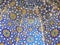 Traditional Uzbek pattern on the ceramic tile on the wall of the mosque,
