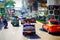 Traditional vehicles moving on the main road in Bangkok, Thailand