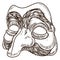Traditional Venetian Pantalone mask in hand drawn style, Vector illustration