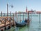 Traditional Venice view with gondola at sunny day