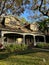 Traditional veranda in an American house on a sunny summer day