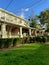 Traditional veranda in an American house on a sunny summer day