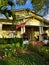 Traditional veranda in an American house on a sunny summer day