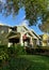 Traditional veranda in an American house on a sunny summer day