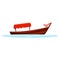 Traditional Vietnamese fishing boat on water. Marine vehicle. Travel to Asia. Cartoon vector design