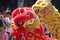 Traditional Vietnamese Lion dance during Tet