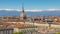 Traditional view of the Italian Turin and Mole Antonelliana, timelapse.