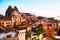 Traditional village in Capadocia Turkey at sunset