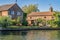 Traditional waterside properties on the Norfolk Broads