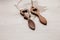 Traditional welsh wooden spoon in white background. Wooden love spoons from Wales.