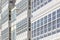 Traditional white balconies glass facades in A Coruna. Spain