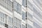 Traditional white balconies glass facades in A Coruna. Spain